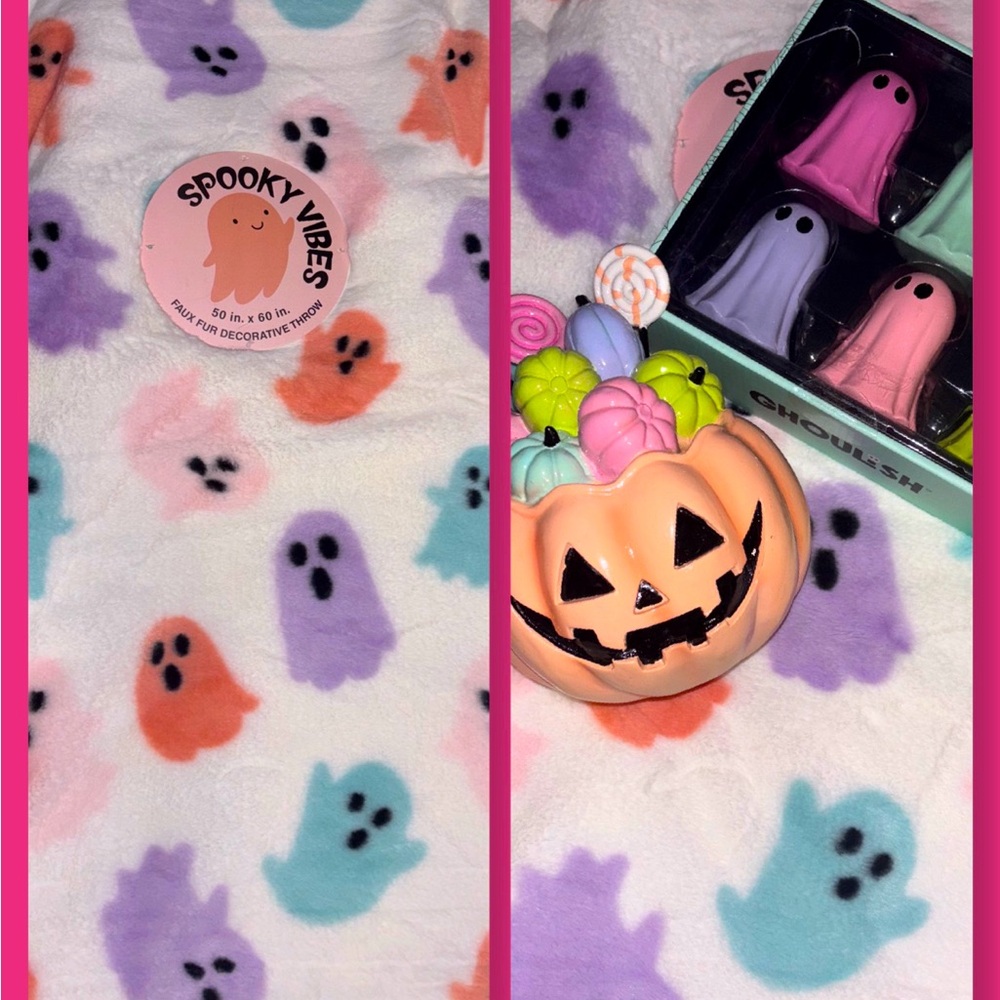 Viral Pastel Ghost Faux Throw Blanket